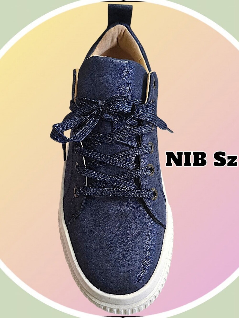 NIB Sz 9 J/Slides West Metallic Navy Platform Sneakers w Metalic Navy Laces
